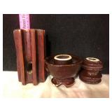 Lot of 3 Brown Porcelain Line Insulators