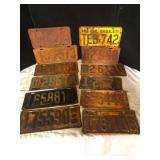Lot of 12 Missouri License Plates 1918 to 1964