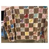 Vintage Maple Leaf Patchwork Quilt Hand Tied
