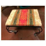 Iron Footstool Bench With Tapestry Top