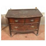 Antique Oak Bow Front Chest of Drawers