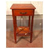 Vintage Two Tier Wood Side Table with Drawer