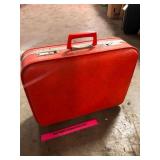 Vintage Red Hardside Suitcase Satin Lining