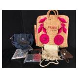 Lot of 8 Purses Mexico Straw Tote Canyon Sky