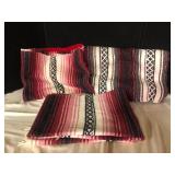 Lot of 3 Mexican Falsa Style Blankets Pink