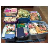 Large Lot of Quilting Fabric in 6 Totes