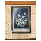 Signed Framed Painting of Flowers 33"L x 44"H