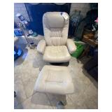 Camel Colored Leather Reclining Chair w/Footstool Camel Colored Leather Reclining Chair w/Footstool