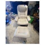 Camel Colored Leather Reclining Chair w/Footstool