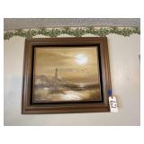 Philip Sanders framed Painting of Lighthouse Philip Sanders framed Painting of Lighthouse