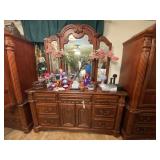 Wood Dresser w/Mirror 68"L x 17"W x 36-1/2"H