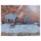 Outdoor Metal Sculpture Horse & Cowboy Kneeling Outdoor Metal Sculpture Horse & Cowboy Kneeling