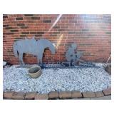 Outdoor Metal Sculpture Horse & Cowboy Kneeling