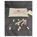 Bank bag w/ asstorted. Collectible thimbles