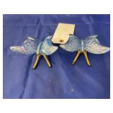 4 pcs. Fenton? Butterflies w/Stands