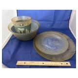 Pile of Asstd. Glass Serving Trays, Bowls, & Vase