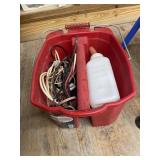 Plastic Divided Bucket w/Calf Bottle & Cables