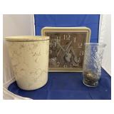 Kitchen Wall Clock, Trash Can, Vase