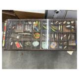 Wooden Display Case w/Fishing Lures 15"x33"