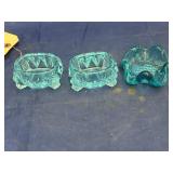 3 Pcs - 2 Footed Salt Cellars & Trinket Dish