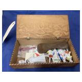 Wooden Box w/Figurines - Zippo Lighter & More