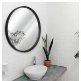 Large Round Mirror- Black, 27.5", Wall Mount