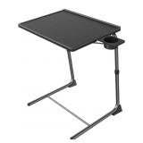 Adjustable TV Tray Table, Black, Plastic/Metal, 6