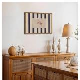 Vintage Framed Canvas Wall Art, Striped Western Br