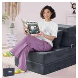 Hilero Dark Gray Folding Sofa Bed, 4 in 1 Converti