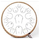 Steel Tongue Drum- 14", 15 Note, Music Book/Malle
