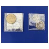 Japanese Coin - 2 German Coins - American Dollar