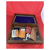 Wooden Box w/Small Tray - Scissors & More