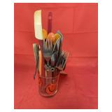 Glass Cup w/Kitchen Utensils