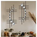 2 Pack Black Abstract Wall Dï¿½cor with Crystals, 9.