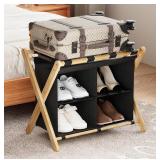 Folding Suitcase/Luggage Rack With Fabric Shelf Wi