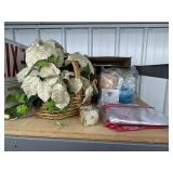 Basket w/Faux Greenery - Shoe Bag? & More