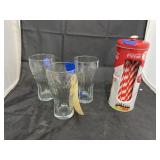 3 Coca Cola Tumblers & Straw Dispenser
