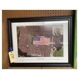 Framed OU Stadium/American Flag