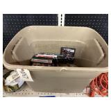 Plastic Tub w/Camping Skillet & Assorted DVD