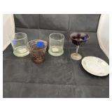 5 Pc - Small Plate - Glass Cups - Stemware