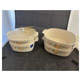 4 - Corningware Casserole Dishes & 1 Lid