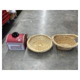 3 Pcs - Woven Baskets & Decorative Box