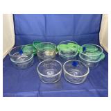 10 Pyrex Bowls w/Plastic Lids