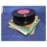 Box of Assorted Vinyl Records 45's