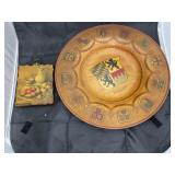 Wood Serving Bowl & Painted Block