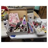 Plastic Bin of Assorted Manicure Supplies