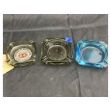 3 Glass Ash Trays