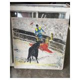 Spanish Bull Fighter Original on Wood 24"x23"