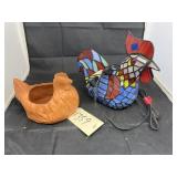 2 Pcs - Rooster Planter & Lighted Rooster