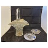 3 Pcs - Glass Bridal Basket Vase - Candle Holder